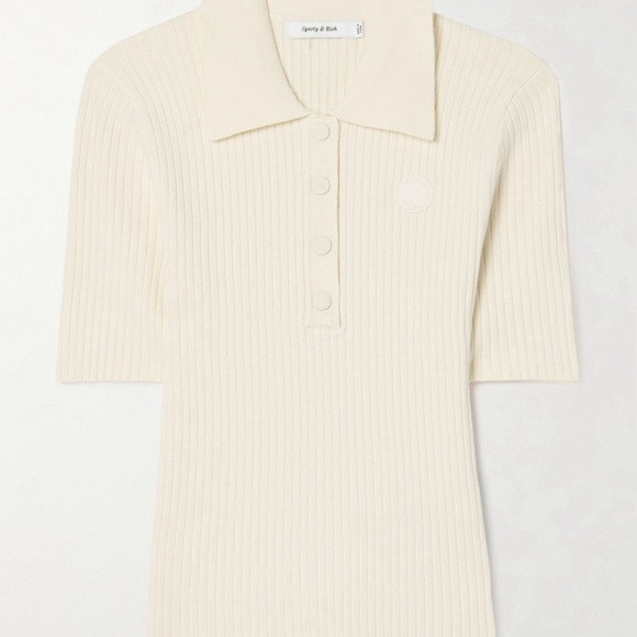 Sporty and Rich Cream Ribbed Polo Shirt - Picture 5 of 5